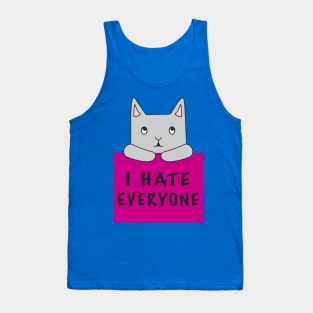 Cat Hates Everyone {Pink Sign) Tank Top